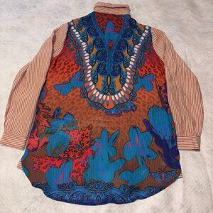 John Mark Button Up Shirt Women’s Small Mixed Print Boho Floral Paisley Tunic